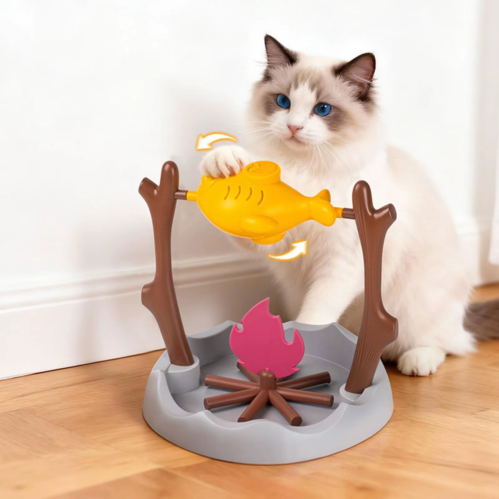 Creative Cats Slow Feeding Snack Toy Pet Interactive Food Feeding Device Educate Toys Fun Roast Chicken Leg 360° Rotating Feeder