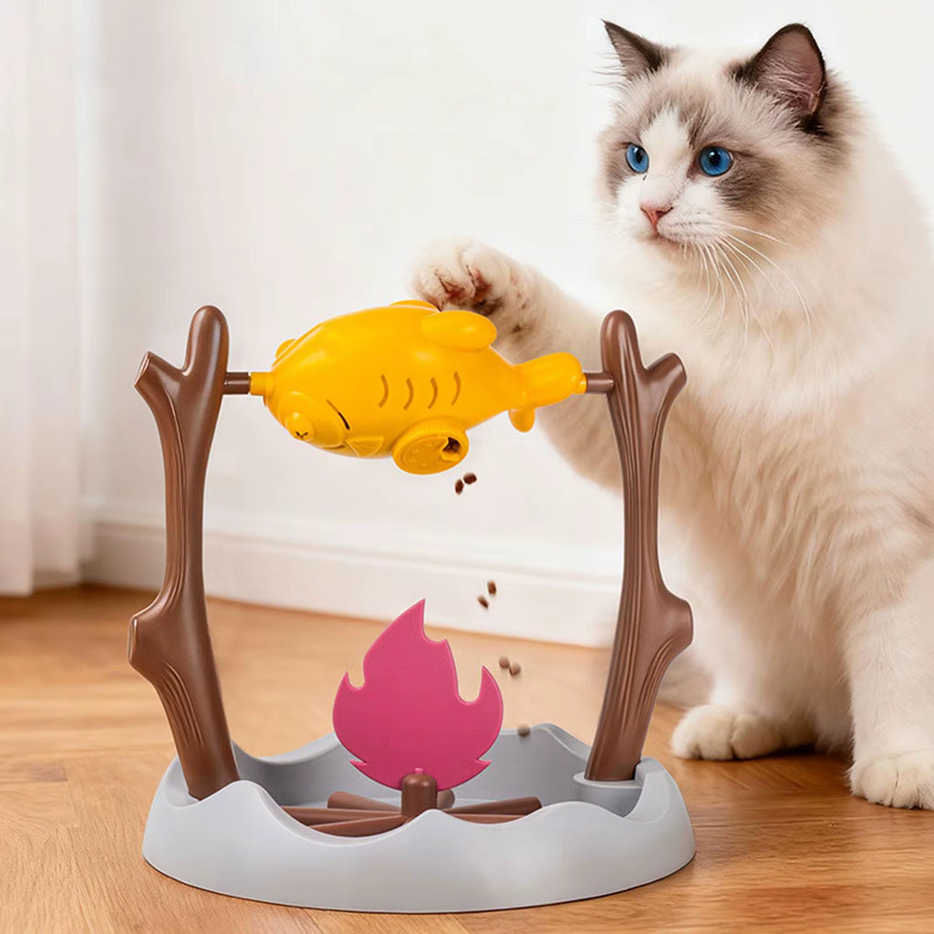 Creative Cats Slow Feeding Snack Toy Pet Interactive Food Feeding Device Educate Toys Fun Roast Chicken Leg 360° Rotating Feeder