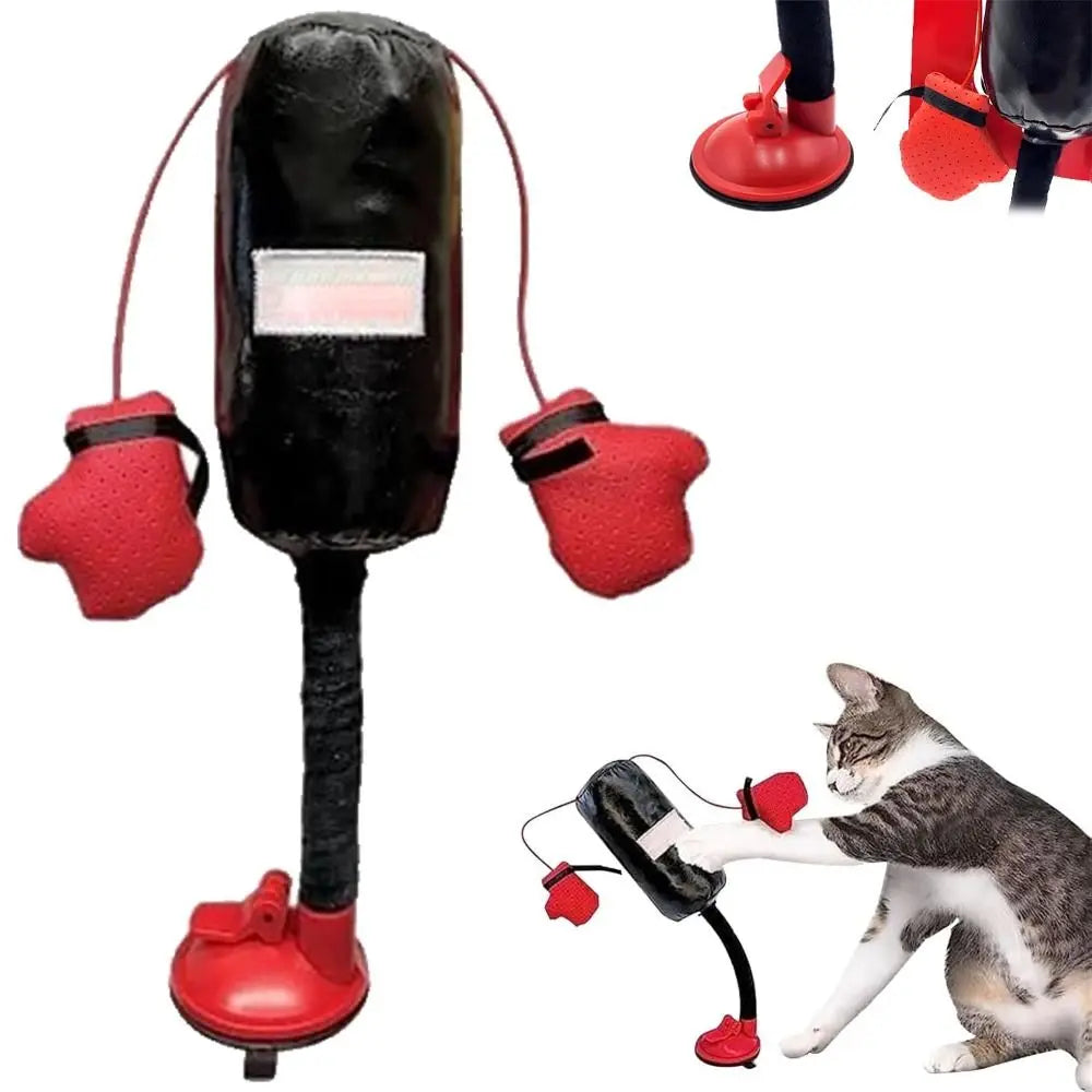New Cartoon Cat Punching Bag Toy Indoor Kitten Cat Boxing Toy for Bored Indoor Adult Cats with Boxing Gloves Pet Supplies