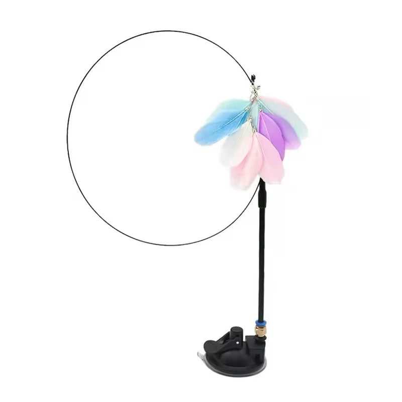 Simulation Bird Interactive Funny Cat Stick Toy Furry Feather Bird with Bell Sucker Cat Stick Toy Kitten Playing Pet Accessories